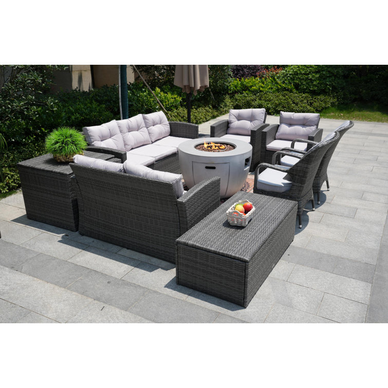 Lark Manor Vanessa Wicker/Rattan 9 Person Seating Group With Cushions